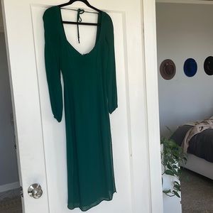 Reformation Emerald Long Puff Sleeve Midi Dress